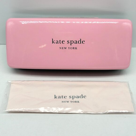 Kate Spade Pink Green Clamshell Eyeglasses Sunglasses Hard Case Cloth Medium - Picture 1 of 5
